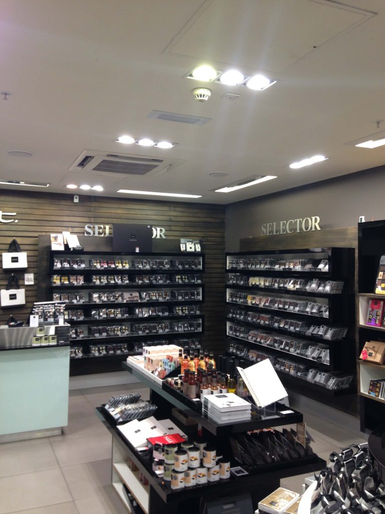 Electrical work carried out in retail store Hotel Chocolat by Peregrine Electrical